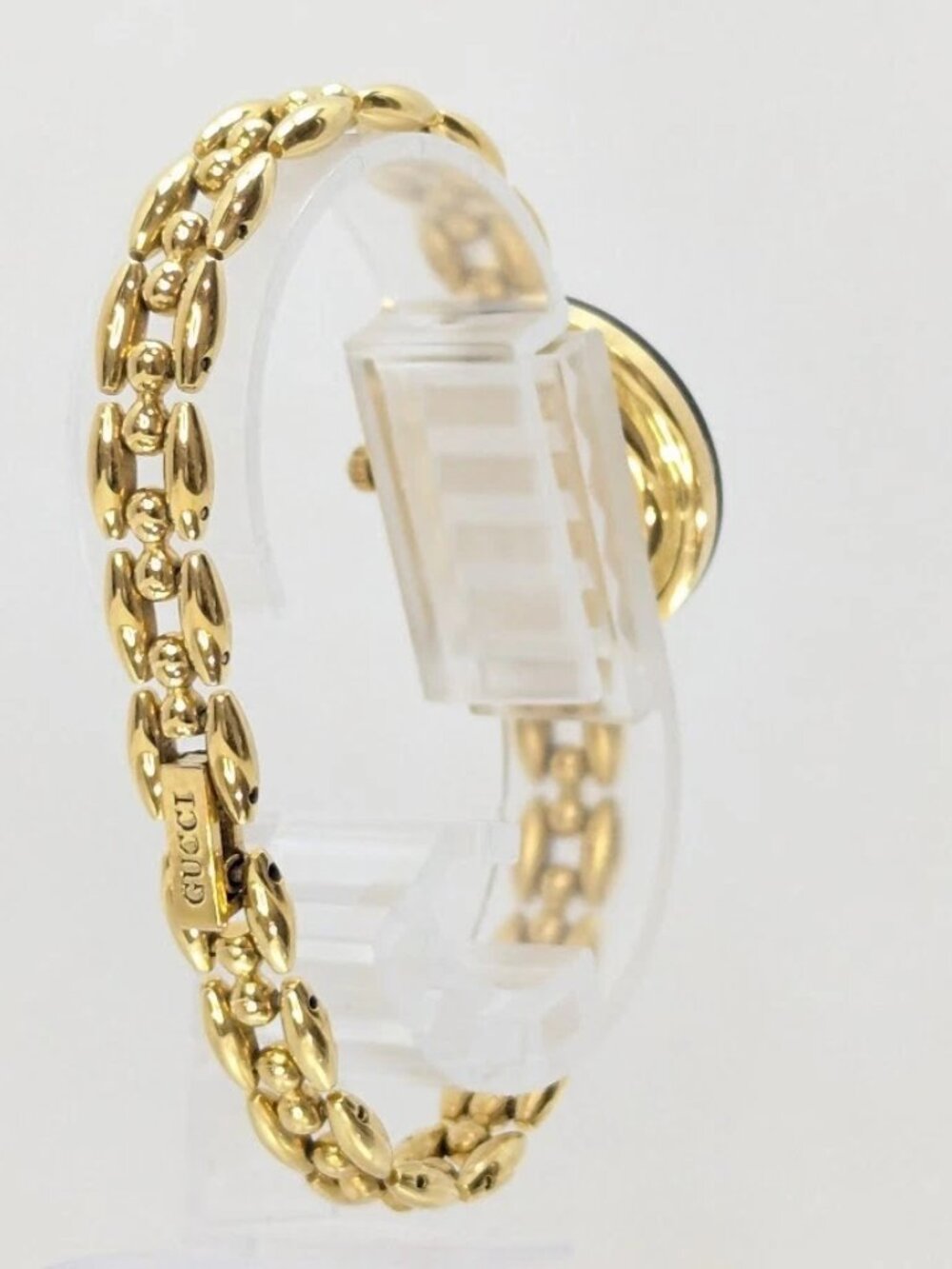 Authentic Vintage Gucci Gold Tone Bracelet Watch Enamel Bezel Women’s Swiss Made - Picture 13 of 15